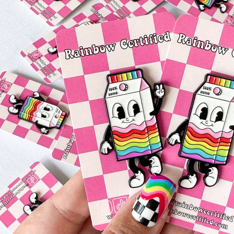 100% Homo Vintage Milk Carton Pin - Pin - Rainbow Certified
