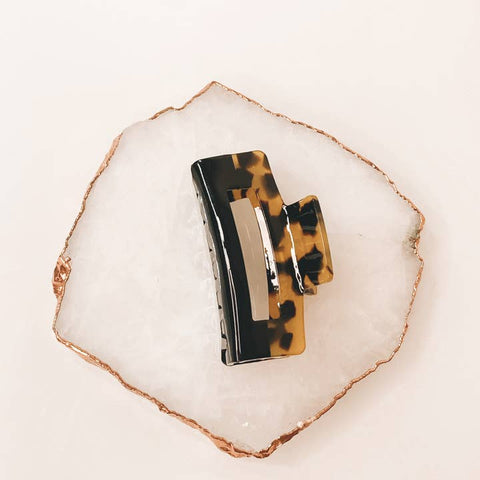 Tortoise Block Hair Claw Clip