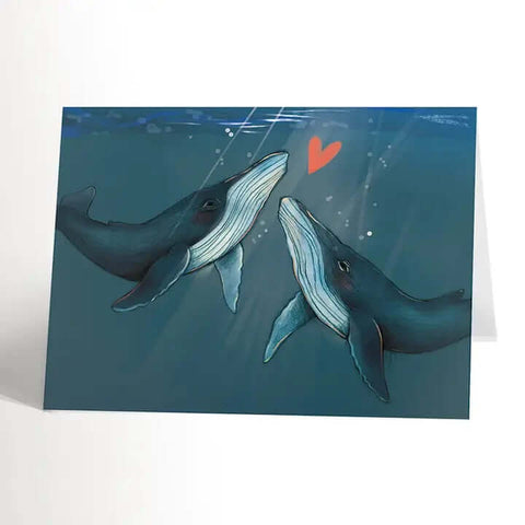 Blue Whales Love Card - Greeting Card - Valérie Boivin Illustration