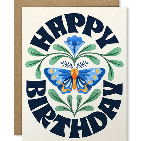 Butterfly Happy Birthday Greeting Card - Greeting Card - Julie Solvstrom Illustration