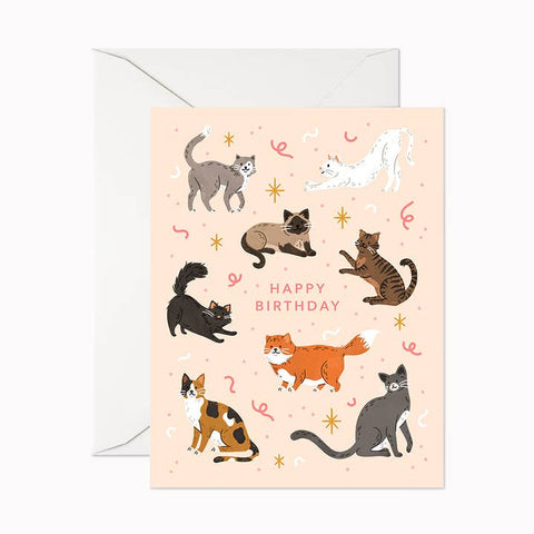 Cat Birthday Greeting Card - Greeting Card - Linden Paper Co.