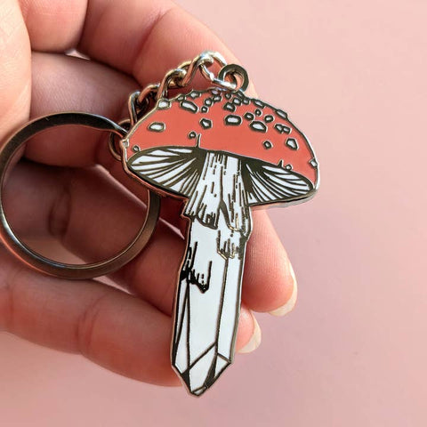 Crystal Mushroom Enamel Keychain - Keychain - Meli TheLover