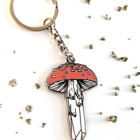 Crystal Mushroom Enamel Keychain - Keychain - Meli TheLover