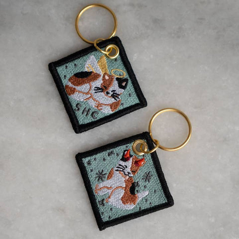 Duality Cat Double - Sided Embroidered Keychain - Keychain - Stay Home Club