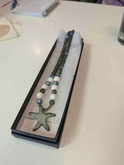 Enamel Sea Star Pendant Necklace - Jewelry - Cartouche Design