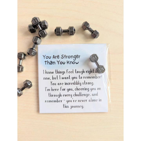 Encouragement Card with Tiny Dumbbell Trinket - Greeting Card - Uplifted Ink