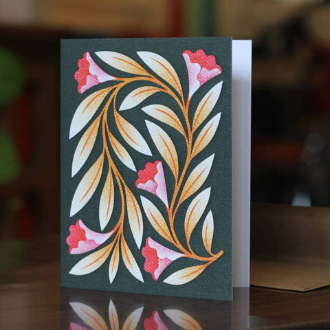 Floral Pink Flowers Greeting Card - Greeting Card - Julie Solvstrom Illustration