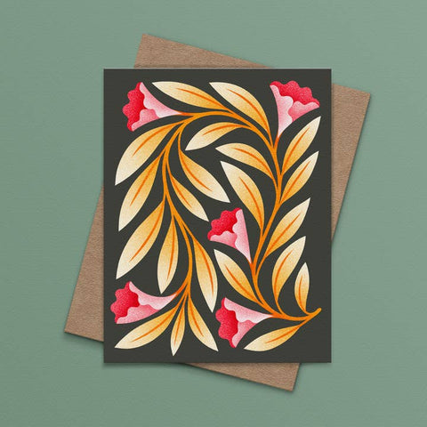 Floral Pink Flowers Greeting Card - Greeting Card - Julie Solvstrom Illustration
