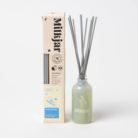 Fresh Laundry Reed Diffuser - Diffuser - Milk Jar