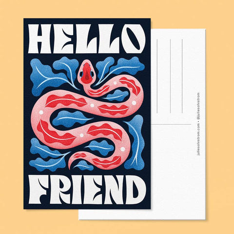 Hello Friend Postcard - Postcard - Julie Solvstrom Illustration