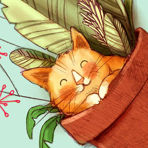 Hidden Cat Cactus Card - Greeting Card - Valérie Boivin Illustration