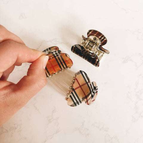 Mini Hair Clips Set - Plaid - Hair Accessory - Kitten Claws Clips