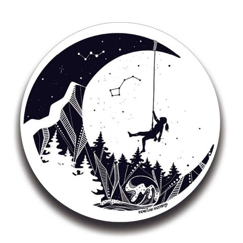 Moon and Climber Sticker - Sticker - Mountain Mornings