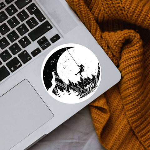 Moon and Climber Sticker - Sticker - Mountain Mornings