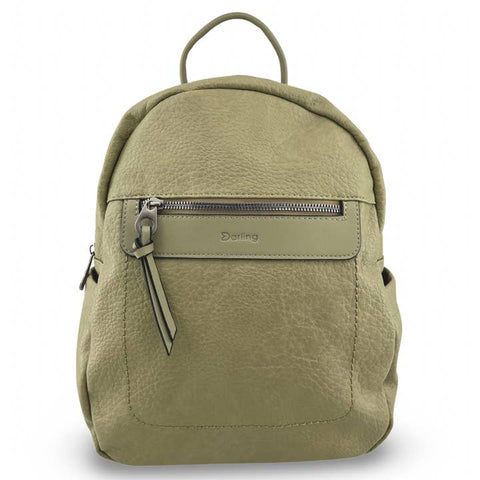Olive Green Vegan Leather Backpack - Bag - Darling