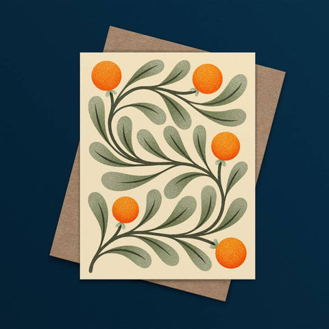 Oranges Floral Greeting Card - Greeting Card - Julie Solvstrom Illustration