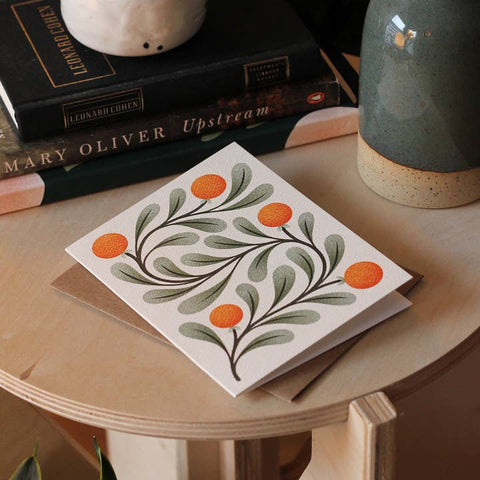 Oranges Floral Greeting Card - Greeting Card - Julie Solvstrom Illustration