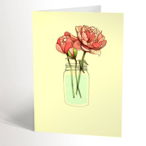 Peonies Flower Greeting Card - Greeting Card - Valérie Boivin Illustration