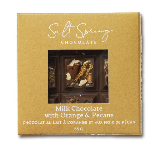 Roasted Pecan & Orange Chocolate Bar - Chocolate - Salt Spring Chocolate