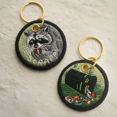 Scrappy Raccoon Embroidered Keychain - Keychain - Stay Home Club