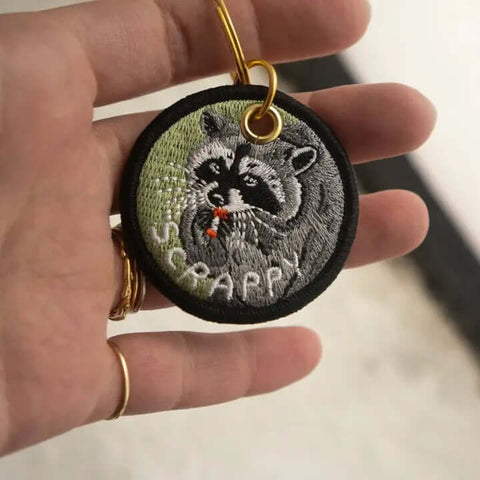 Scrappy Raccoon Embroidered Keychain - Keychain - Stay Home Club