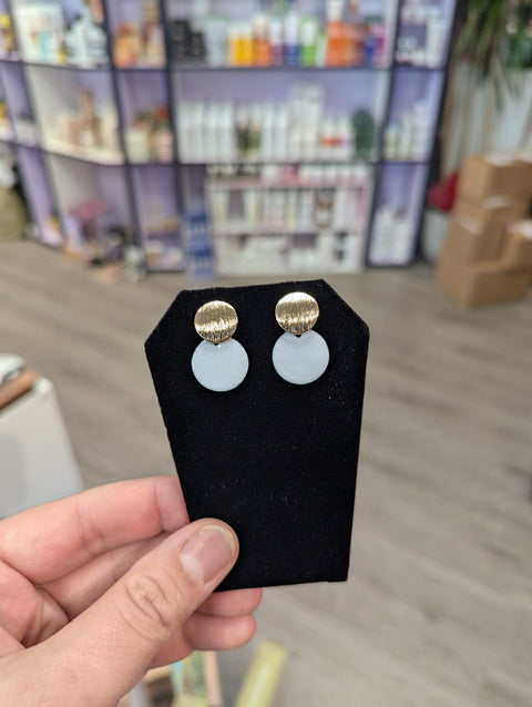 Small Round White Handmade Earrings - Jewelry - Cartouche Design