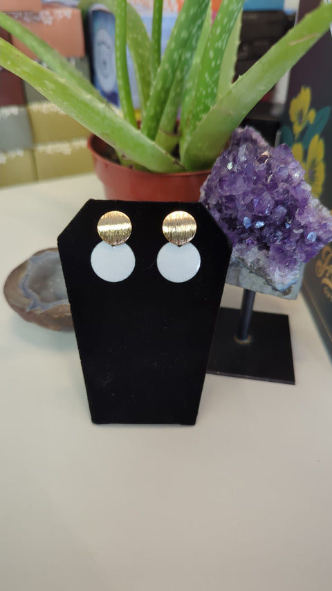 Small Round White Handmade Earrings - Jewelry - Cartouche Design