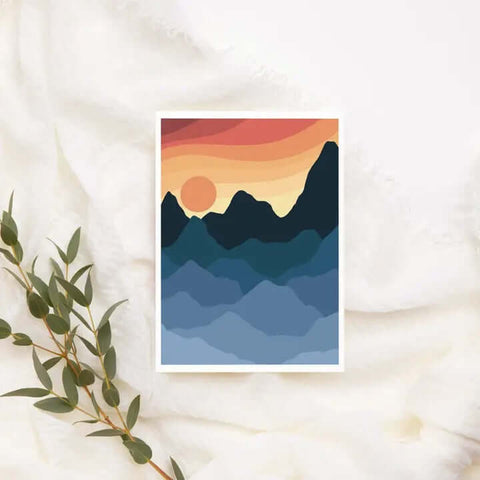 Sunset Mountain Range Card - Greeting Card - Kourtni Gunn Art