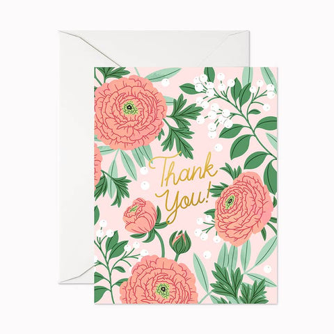 Thank You Ranunculus Greeting Card - Greeting Card - Linden Paper Co.