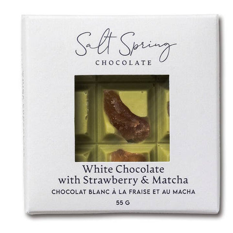 White Chocolate Macha & Strawberry Bar - Chocolate - Salt Spring Chocolate