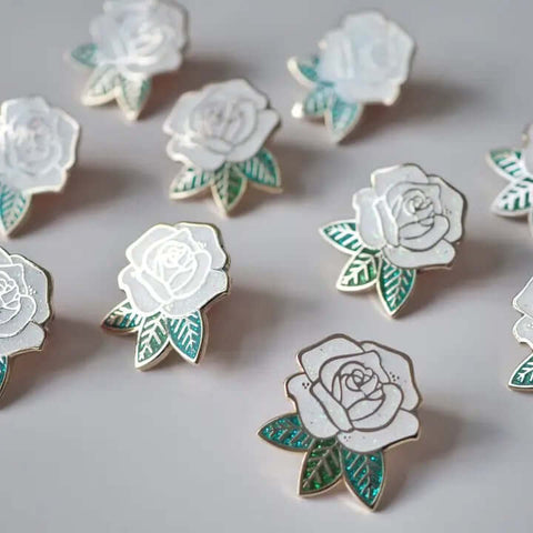 White Sparkle Rose Pin - Pin - LanaBetty