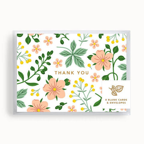 Wild Garden Thank You Mini Cards Boxed Set of 8 - Greeting Card - Linden Paper Co.