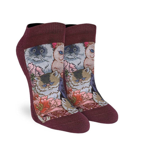 Women's Floral Cats Ankle Socks - Socks - Good Luck Sock