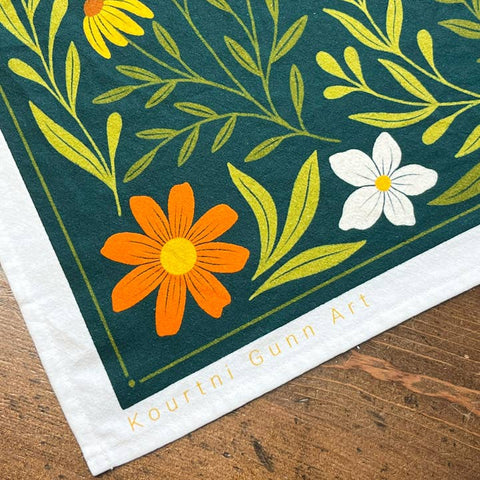 Yellow Green Flower Tea Towel - Tea Towel - Kourtni Gunn Art