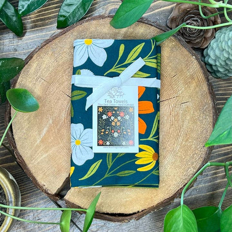 Yellow Green Flower Tea Towel - Tea Towel - Kourtni Gunn Art