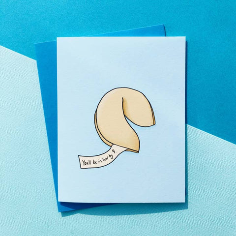 You'll Be in Bed By 9 Fortune Birthday Card - Greeting Card - Top Hat and Monocle